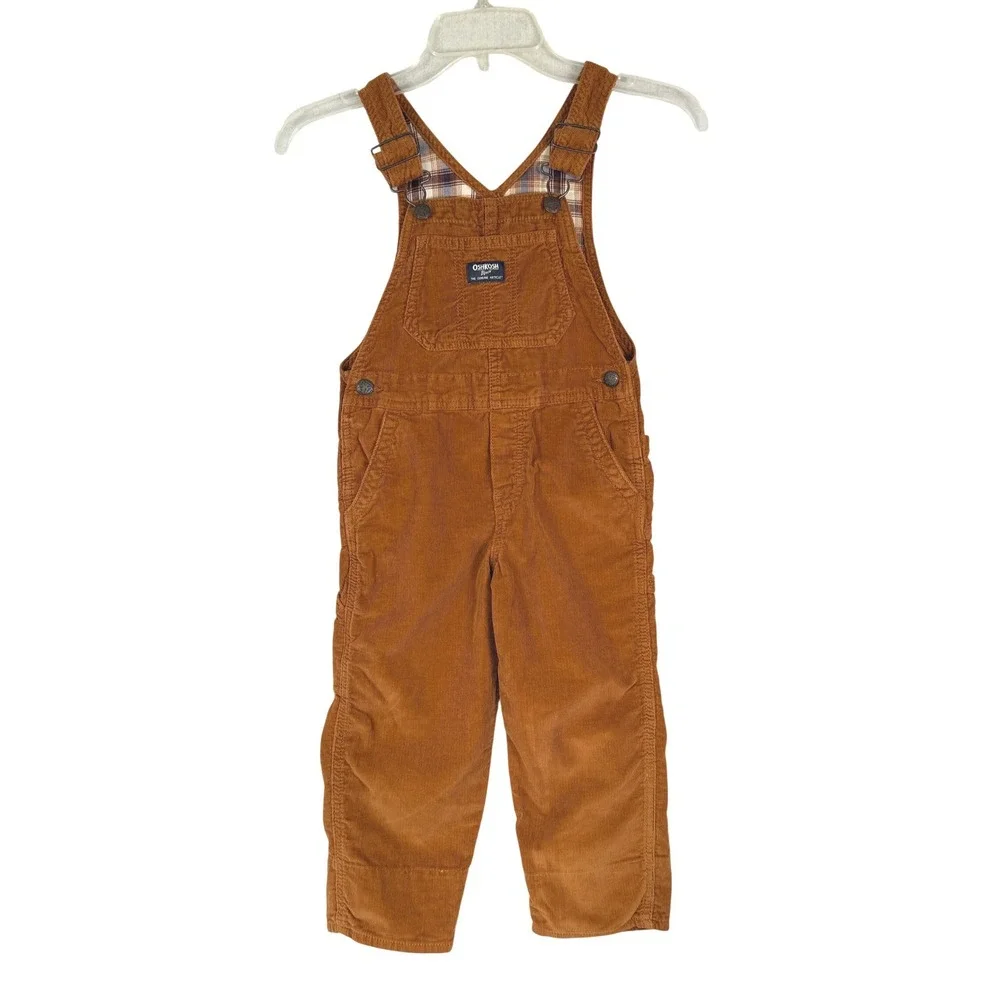 OshKosh B'gosh Vintage Style Brown Corduroy Overalls Kids Size 5T Carpenter Bib